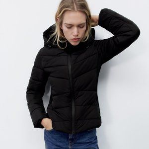 Zara HOODED QUILTED JACKET XS